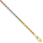 14K Tri-colored 8 inch 2.5mm Diamond-cut Rope with Lobster Clasp Chain