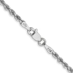 14K White Gold 30 inch 2.25mm Diamond-cut Rope with Lobster Clasp Chain