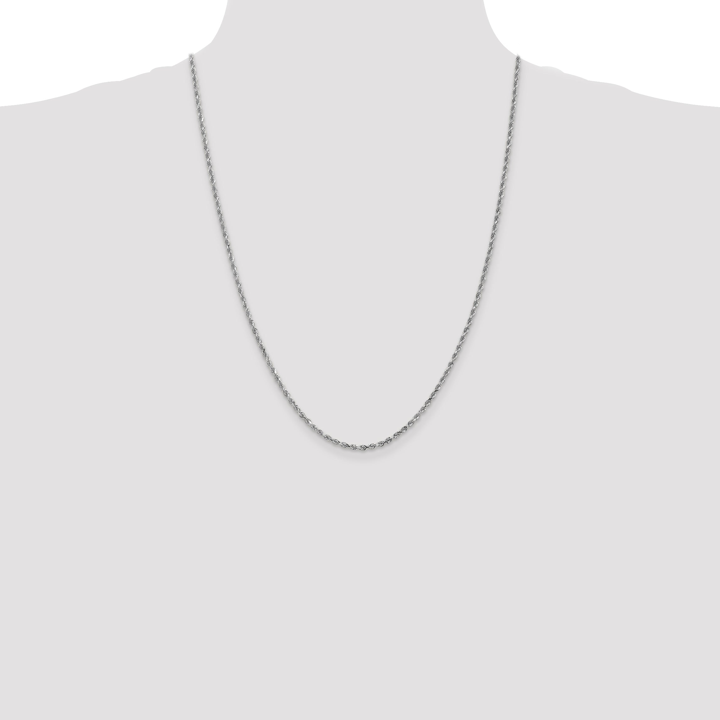 10K White Gold 2.25mm Rope Chain - view 4