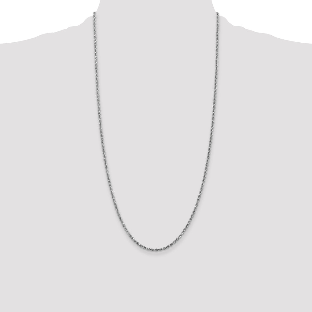 10K White Gold 2.25mm Rope Chain - view 4