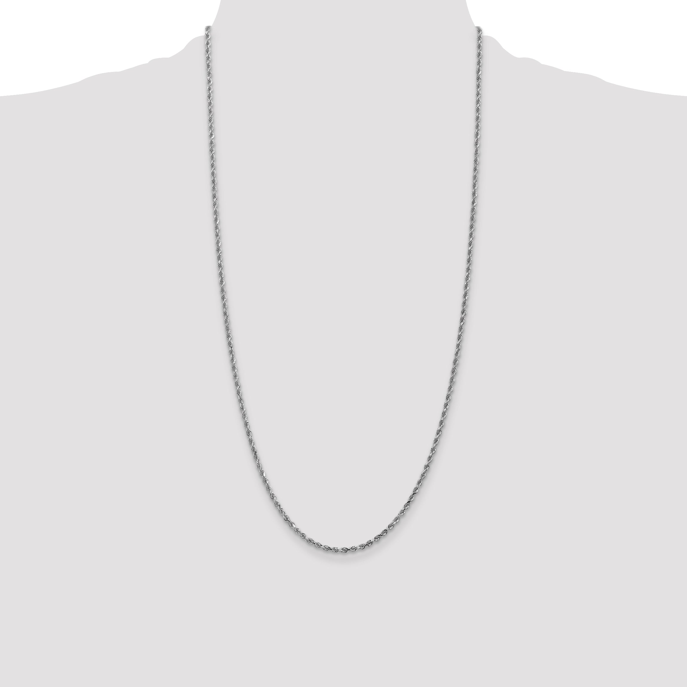 10K White Gold 2.25mm Rope Chain - view 4