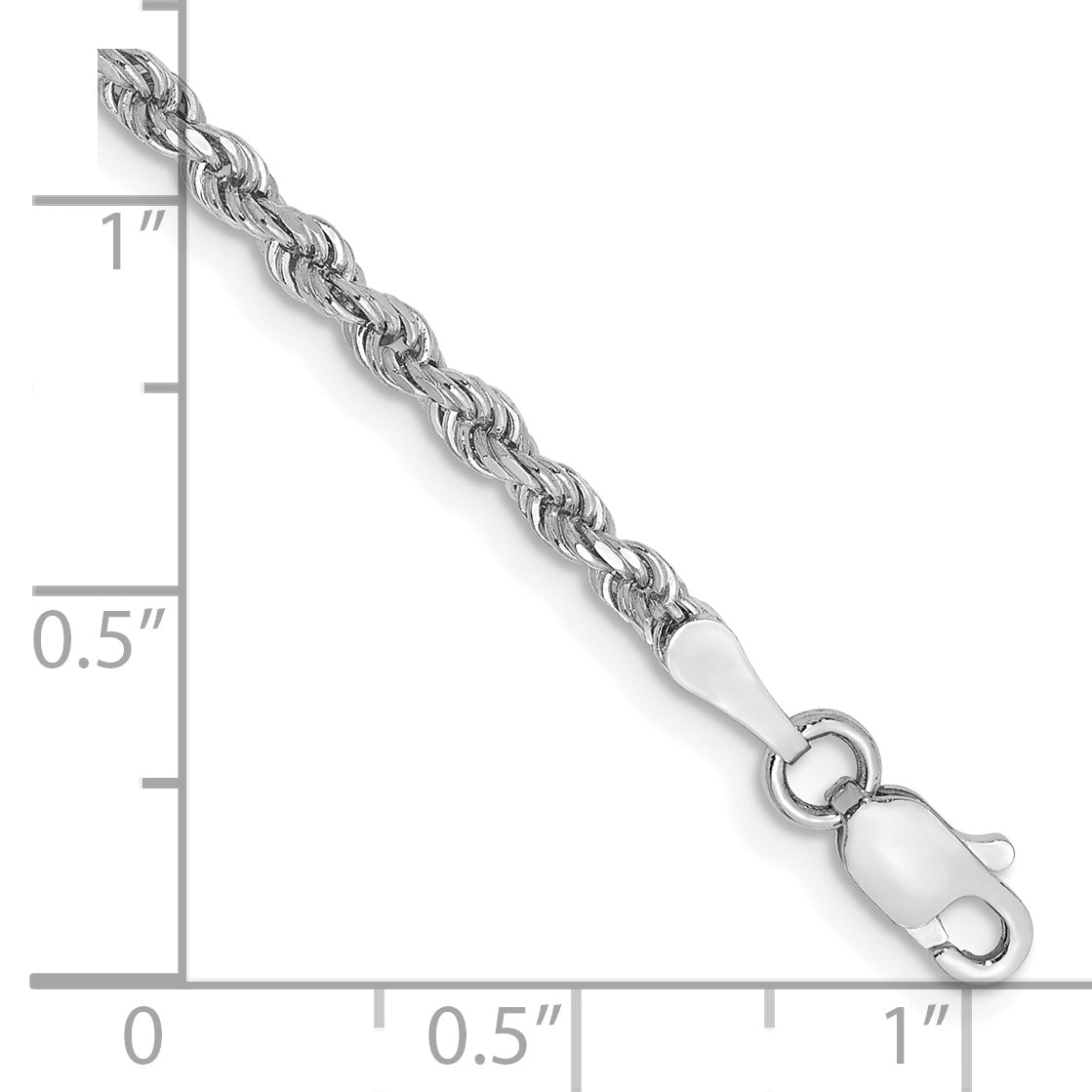 10k White Gold 2.25mm Diamond-cut Rope Chain Secondary image