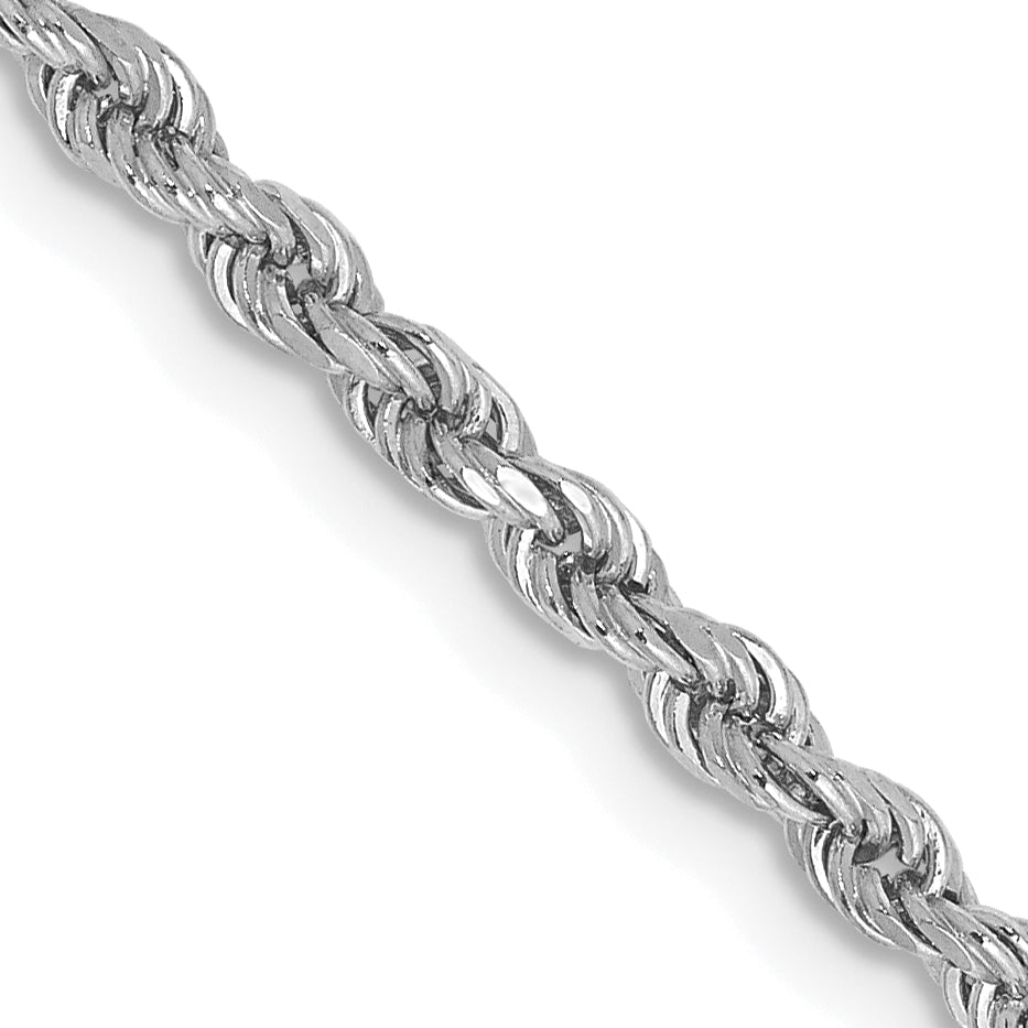 14K White Gold 30 inch 2.25mm Diamond-cut Rope with Lobster Clasp Chain