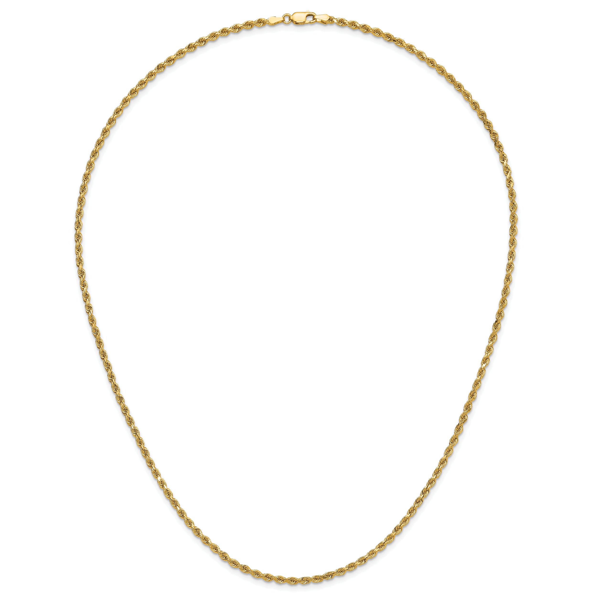 14K 22 inch 2.75mm Diamond-cut Rope with Lobster Clasp Chain