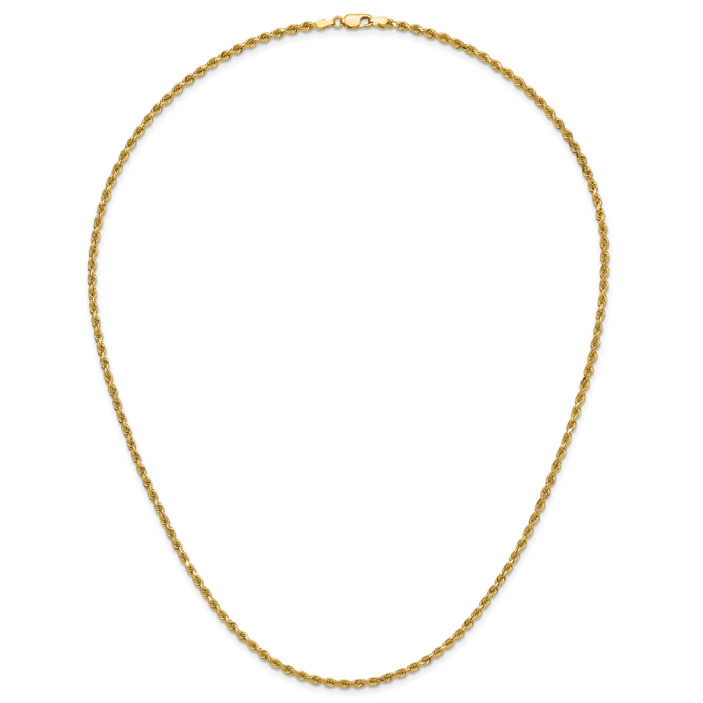 14K 22 inch 2.75mm Diamond-cut Rope with Lobster Clasp Chain