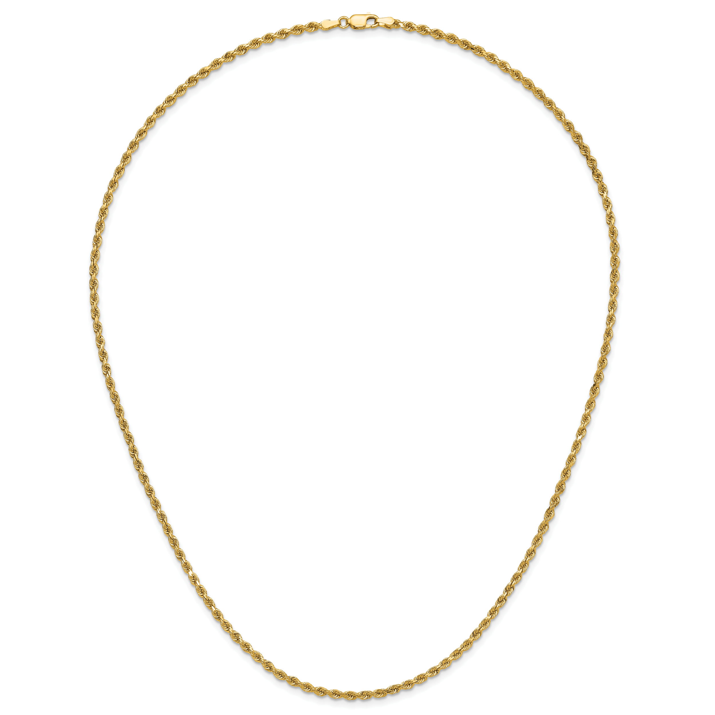 14K 22 inch 2.75mm Diamond-cut Rope with Lobster Clasp Chain