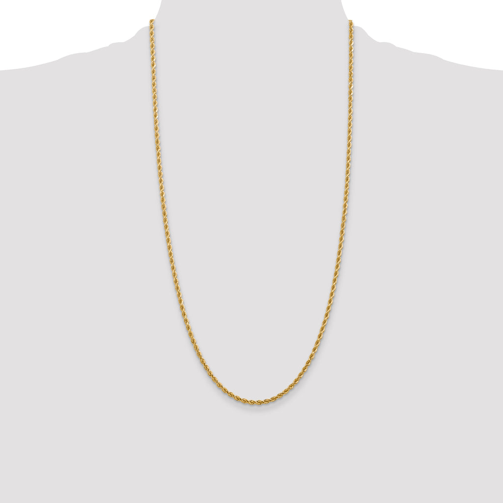 14K 26 inch 2.75mm Diamond-cut Rope with Lobster Clasp Chain