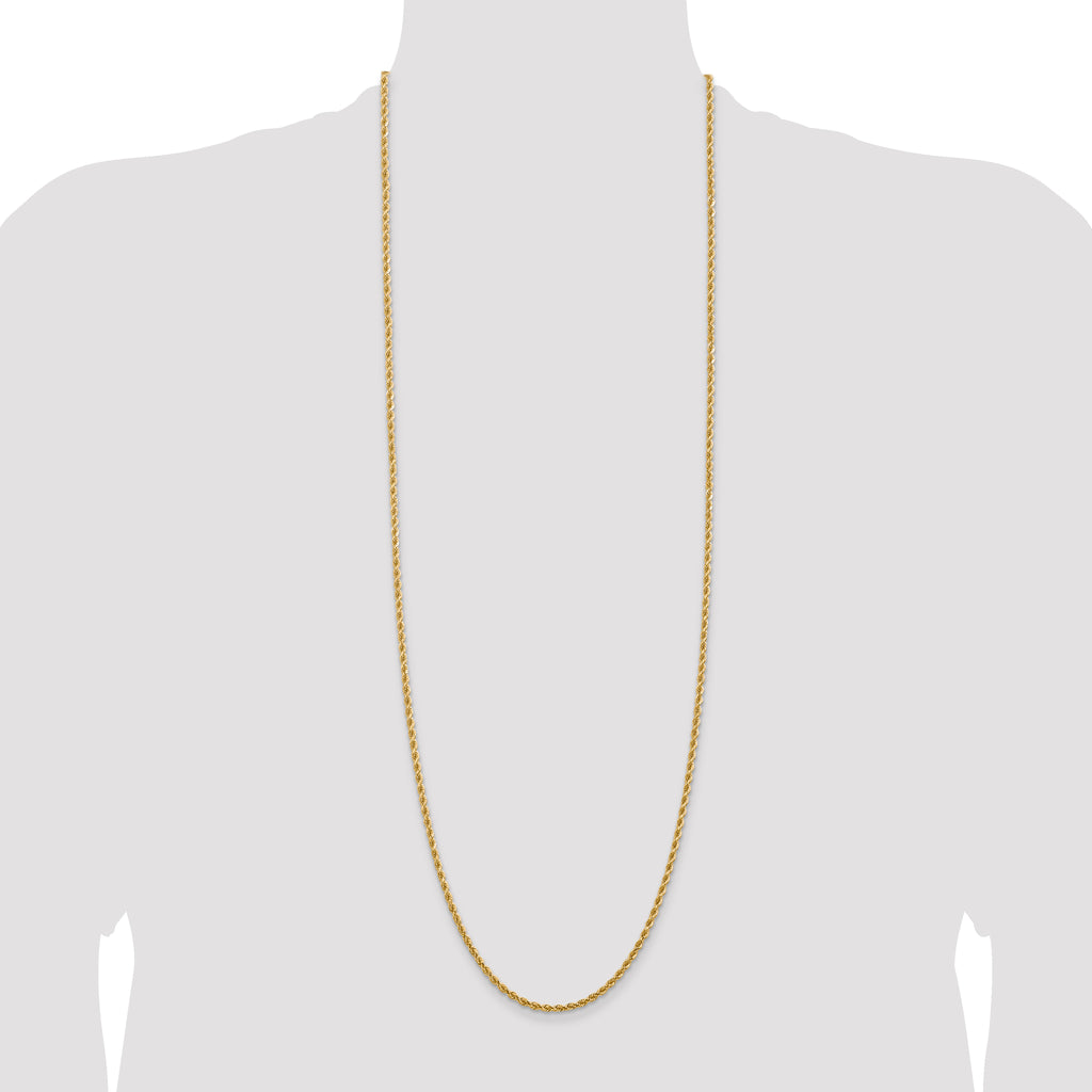 14K 36 inch 2.75mm Diamond-cut Rope with Lobster Clasp Chain
