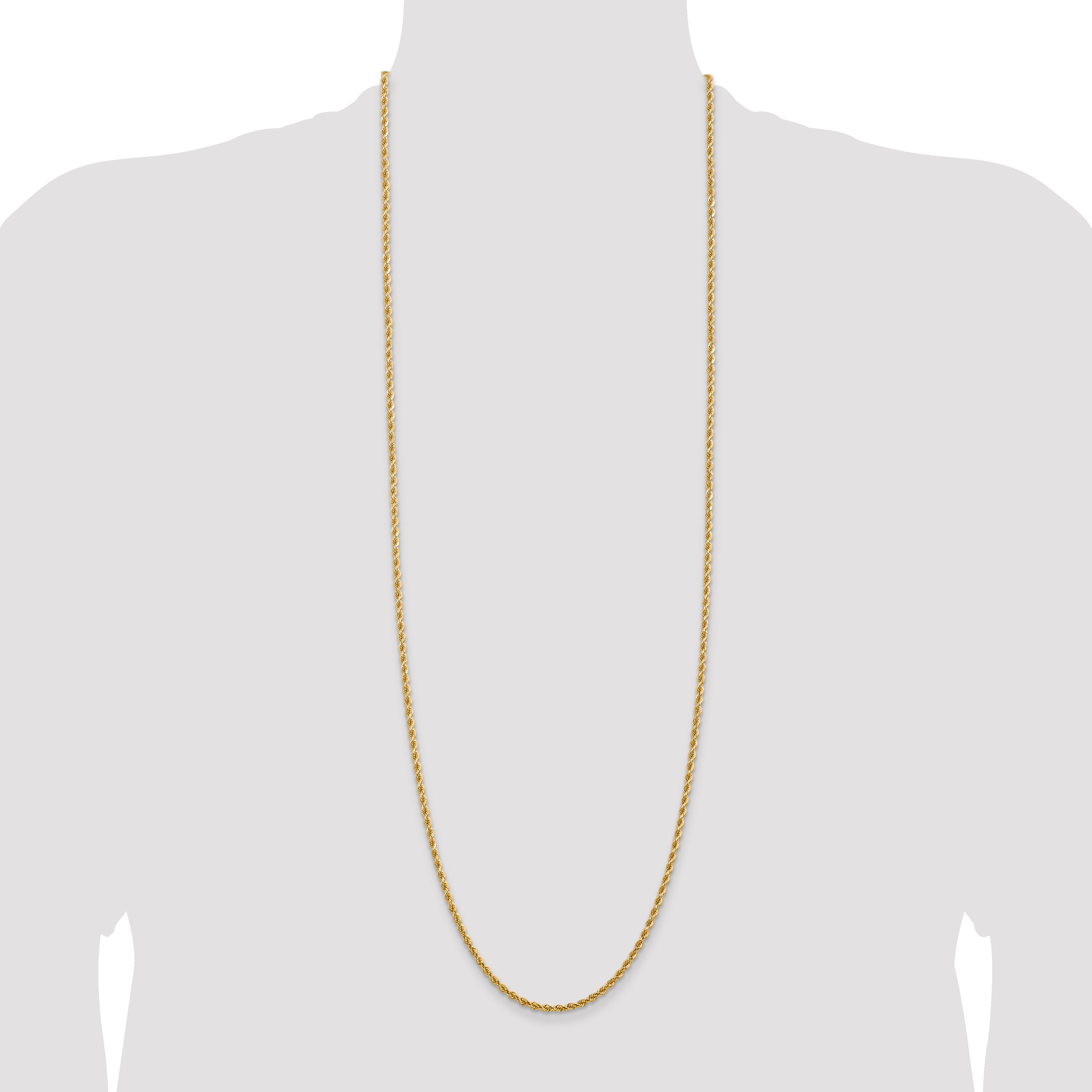 14K 36 inch 2.75mm Diamond-cut Rope with Lobster Clasp Chain