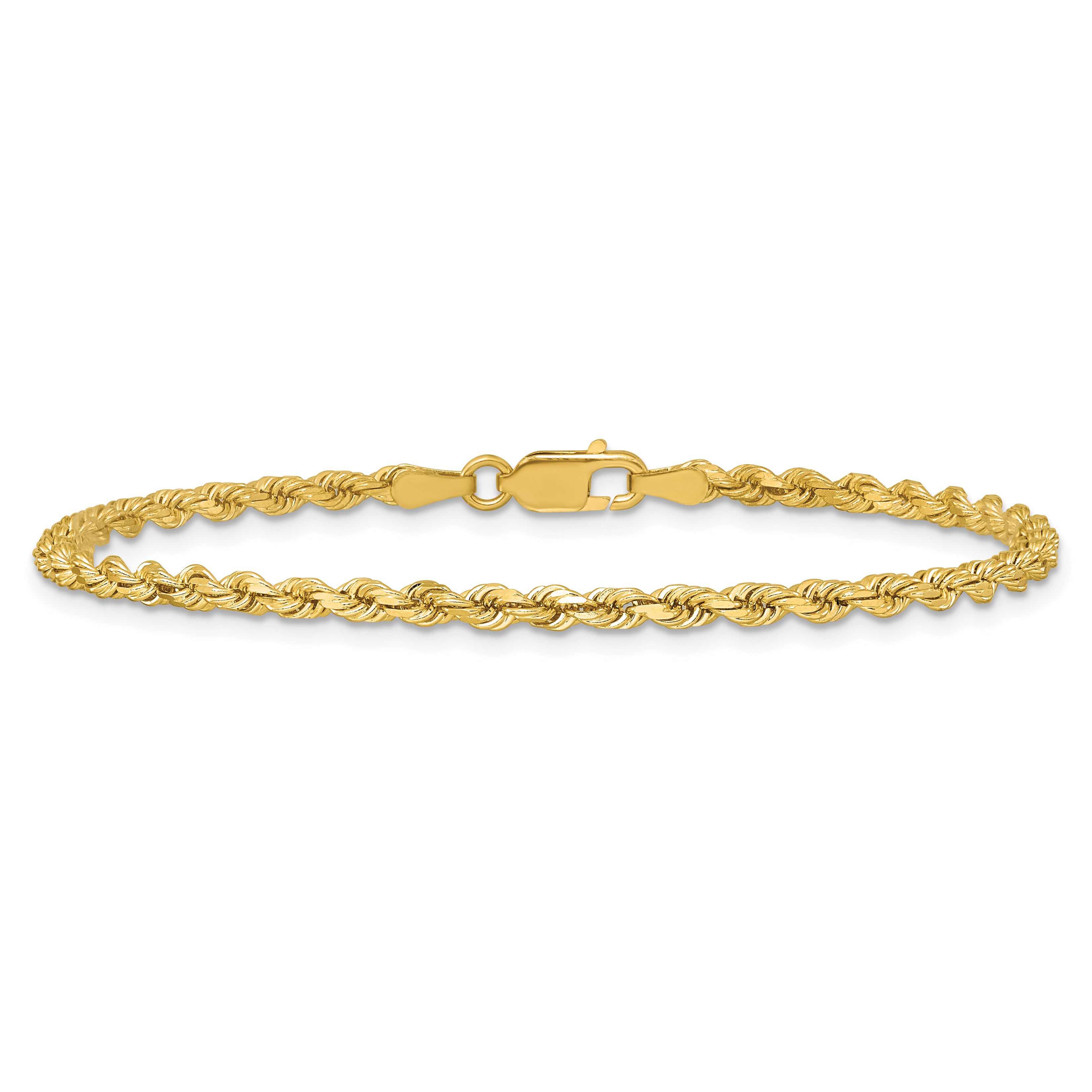 14K 9 inch 2.75mm Diamond-cut Rope with Lobster Clasp Chain