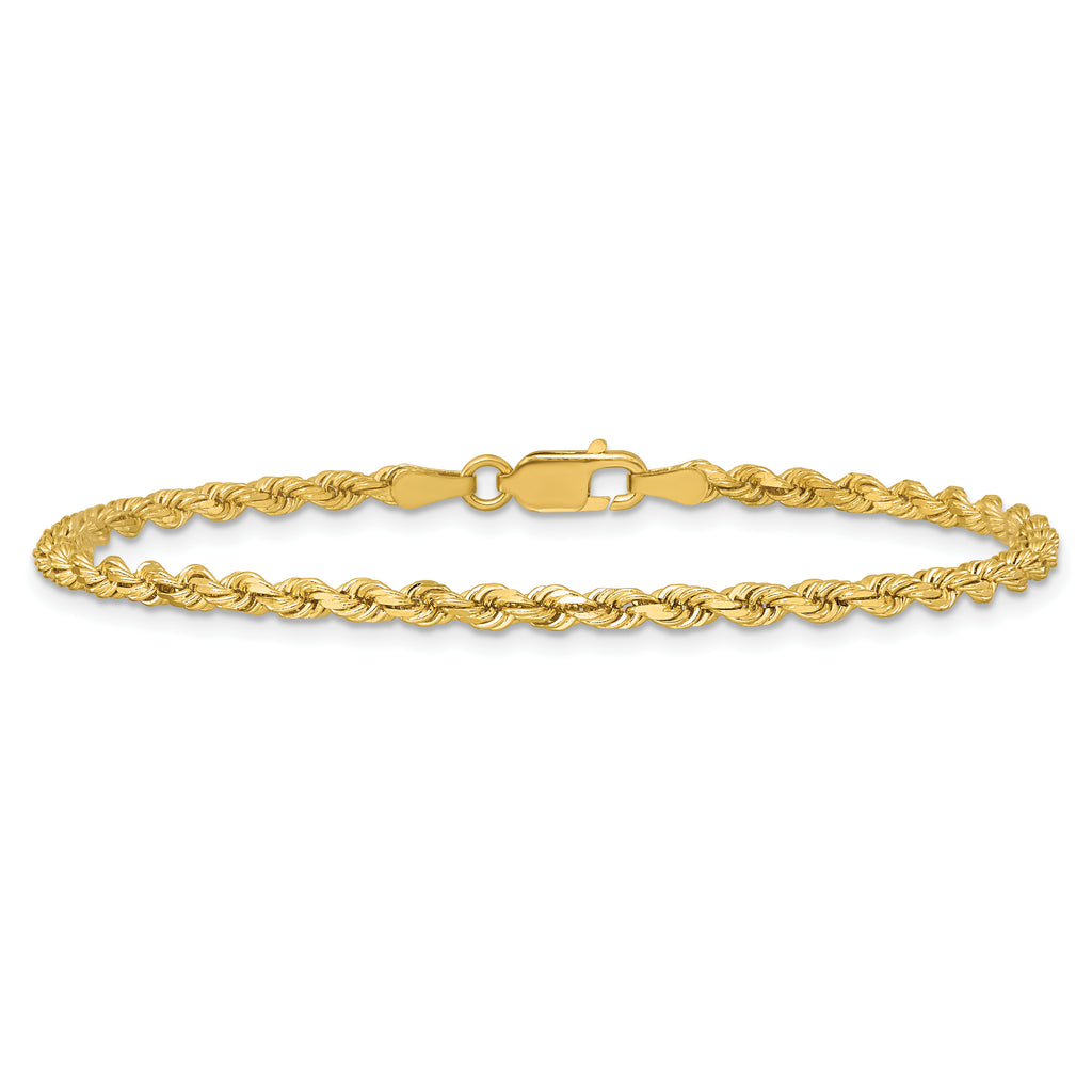 14K 9 inch 2.75mm Diamond-cut Rope with Lobster Clasp Chain