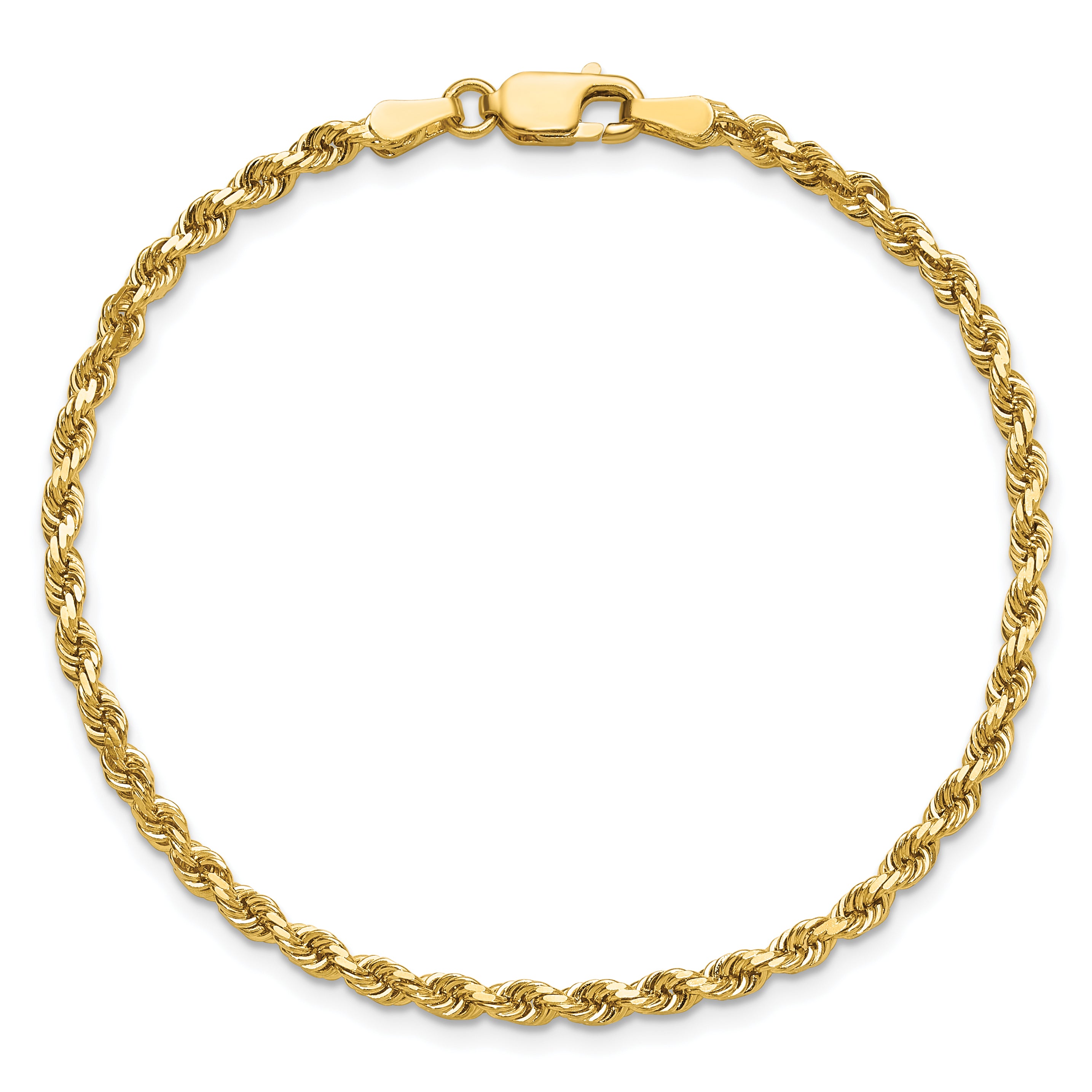 14K 9 inch 2.75mm Diamond-cut Rope with Lobster Clasp Chain