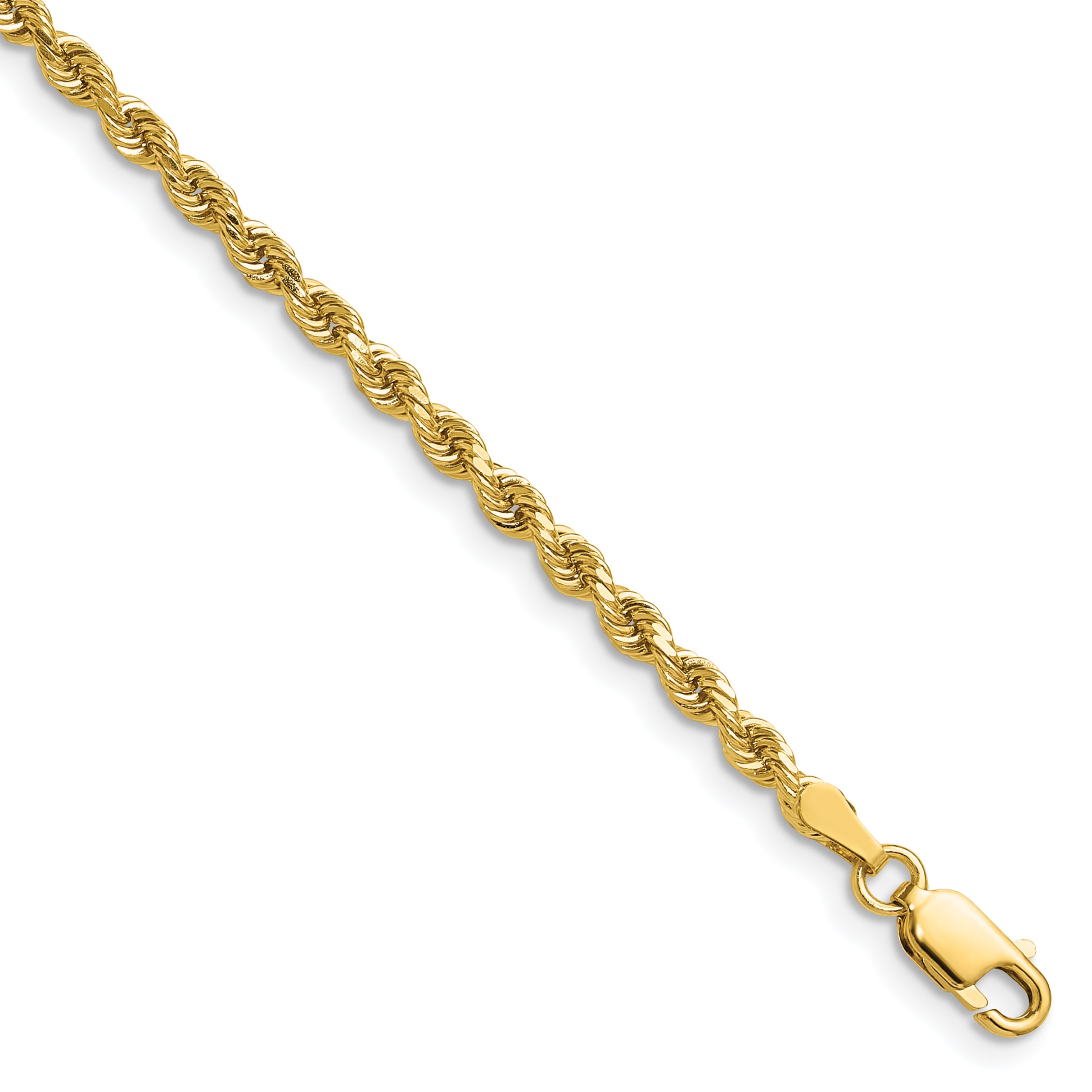 14K 36 inch 2.75mm Diamond-cut Rope with Lobster Clasp Chain