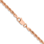 14k Rose Gold 2.75mm Diamond-cut Rope with Lobster Clasp Chain