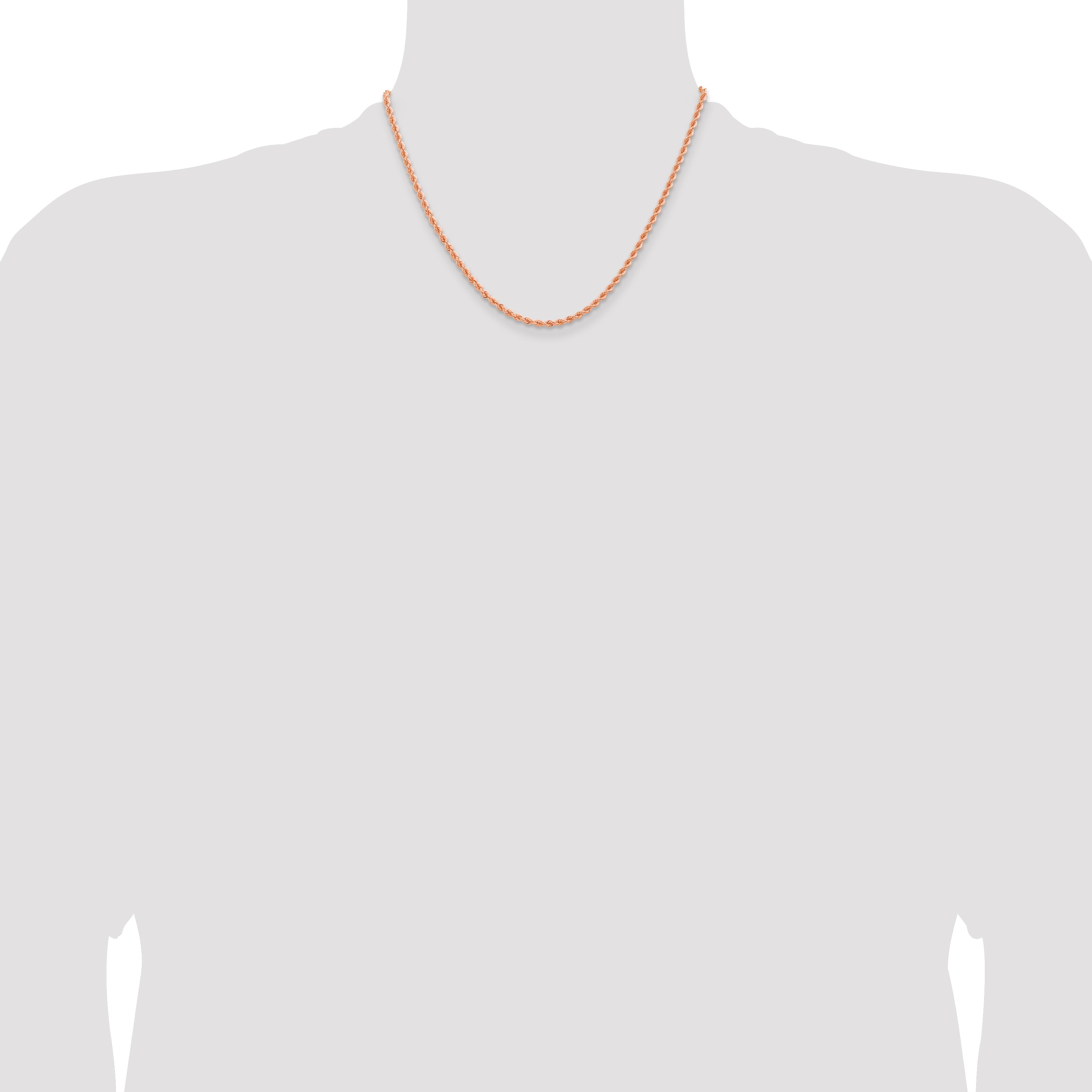 14k Rose Gold 2.75mm Diamond-cut Rope with Lobster Clasp Chain