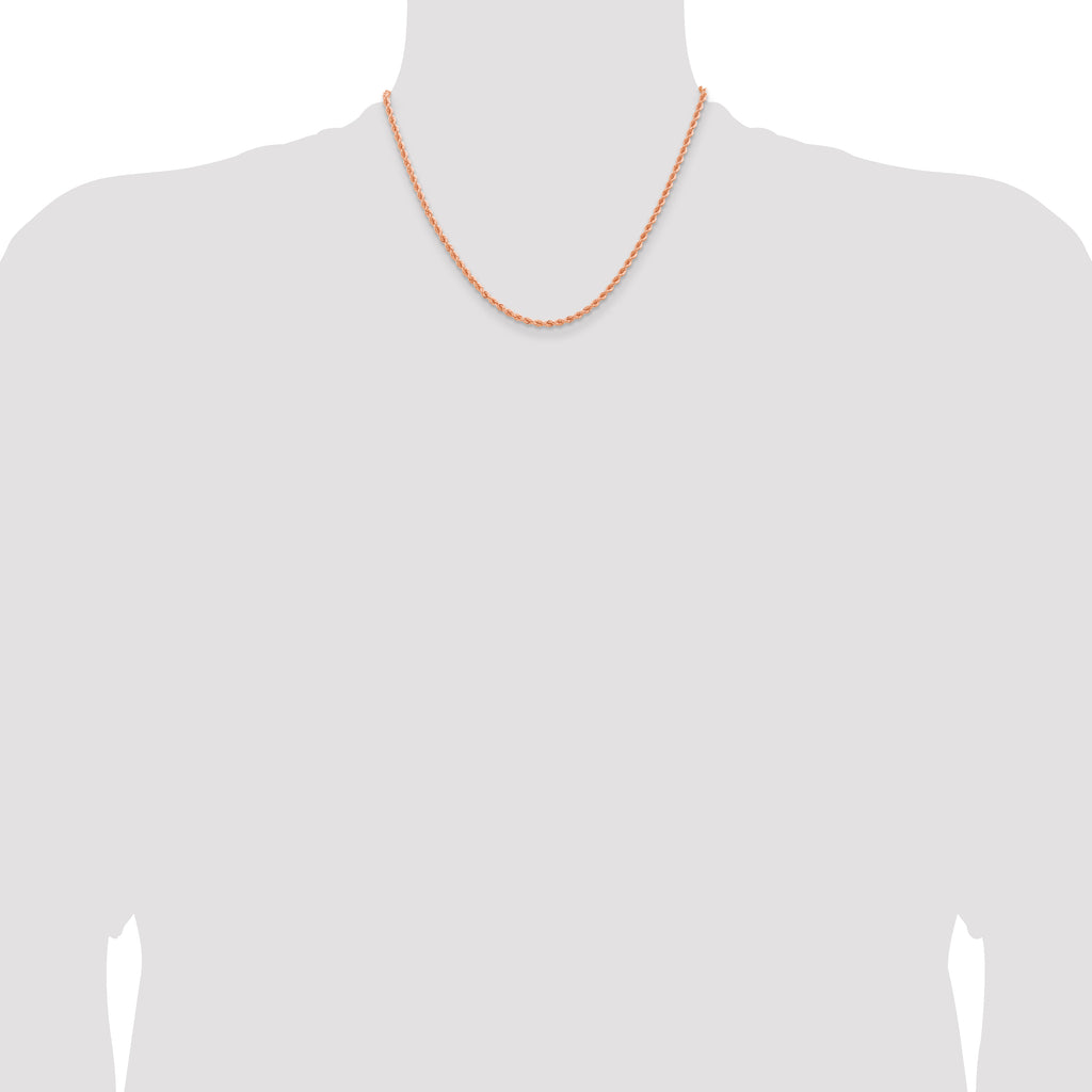 14k Rose Gold 2.75mm Diamond-cut Rope with Lobster Clasp Chain