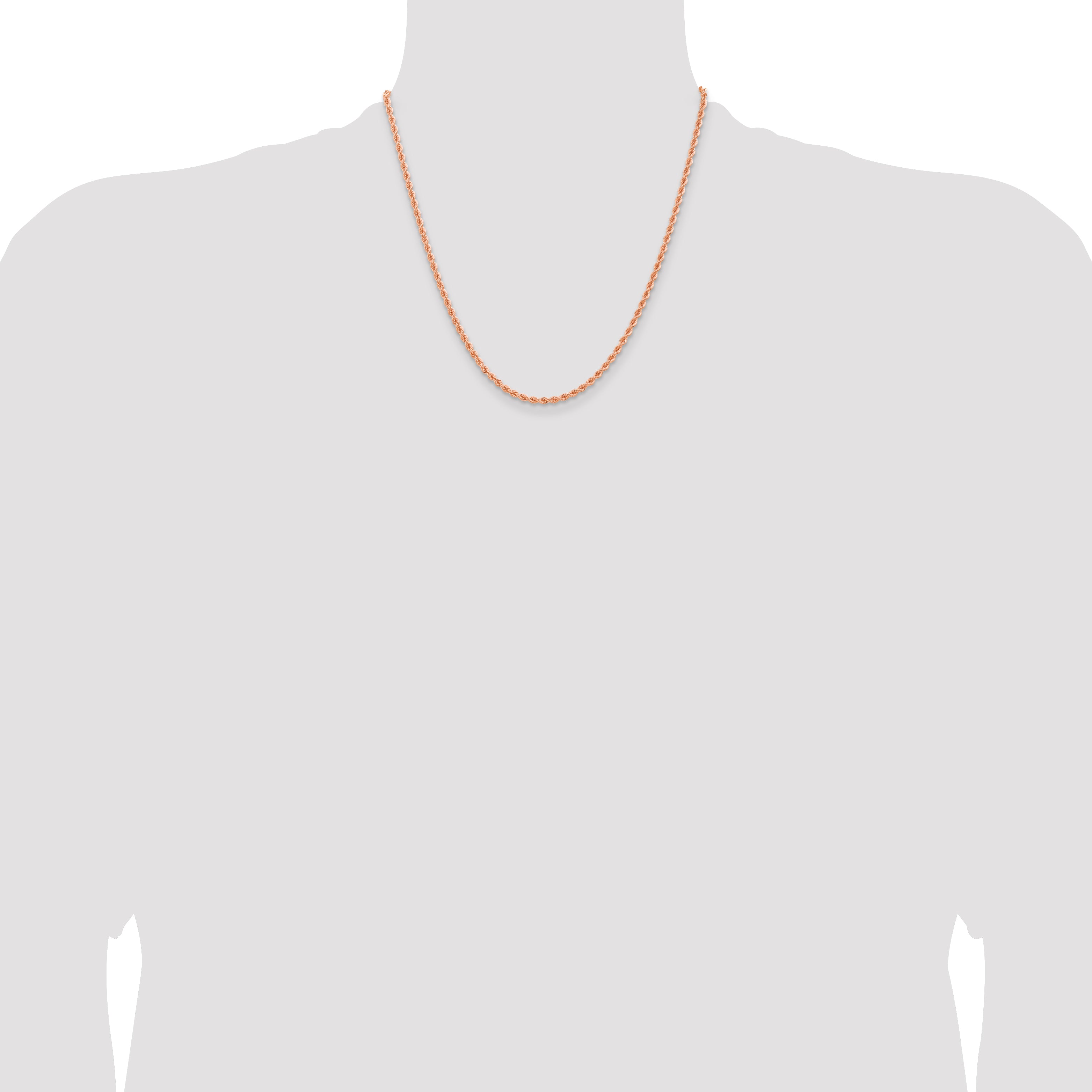 14k Rose Gold 2.75mm Diamond-cut Rope with Lobster Clasp Chain