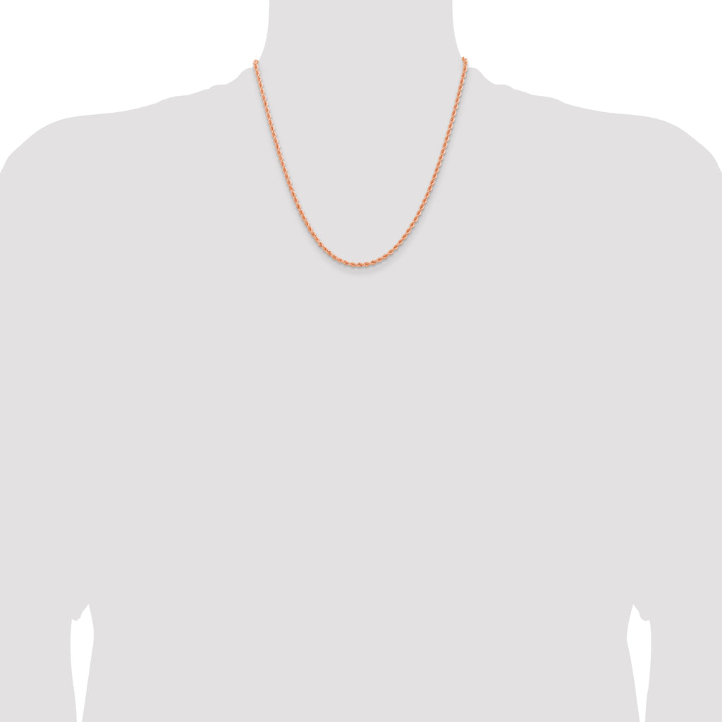 14k Rose Gold 2.75mm Diamond-cut Rope with Lobster Clasp Chain