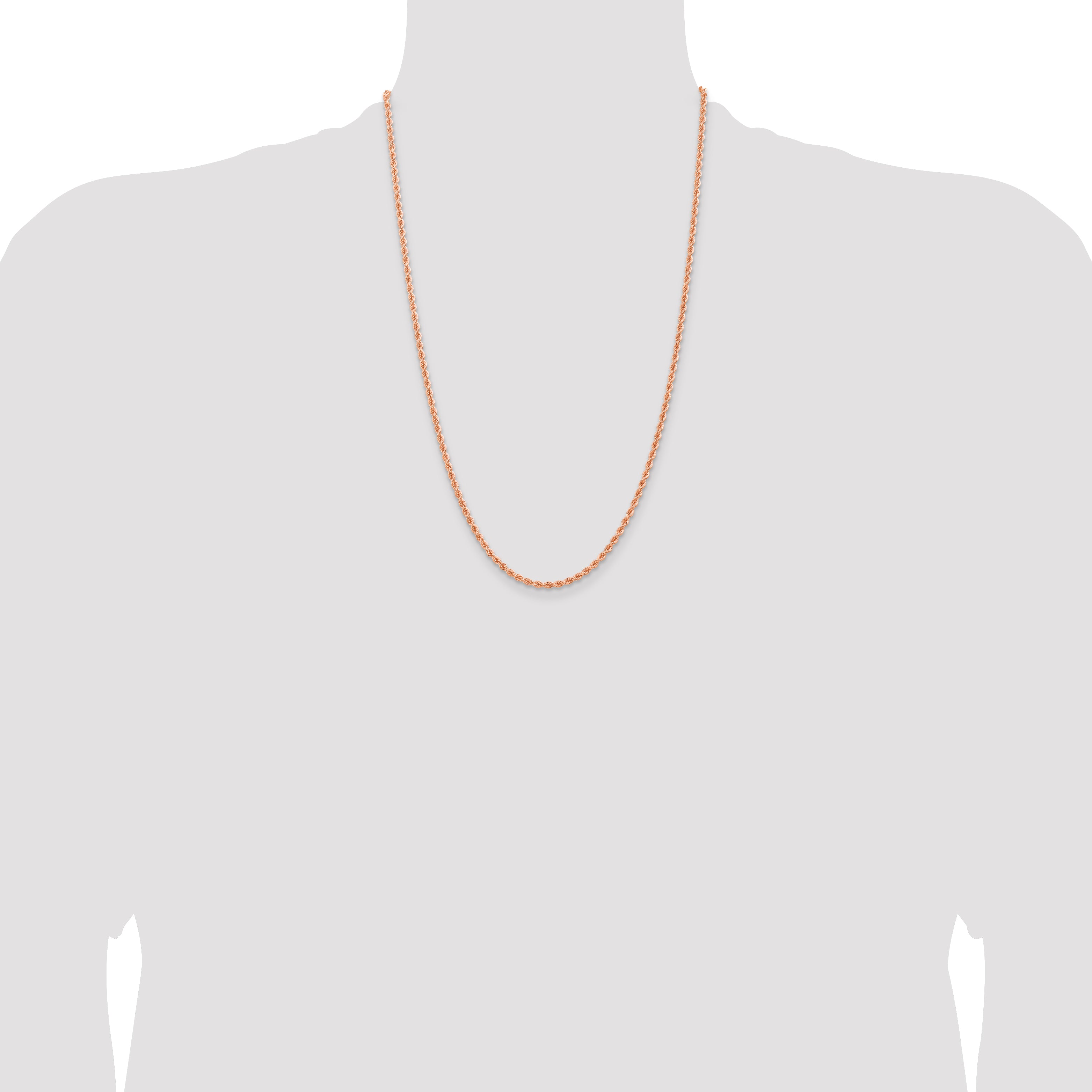 14k Rose Gold 2.75mm Diamond-cut Rope with Lobster Clasp Chain