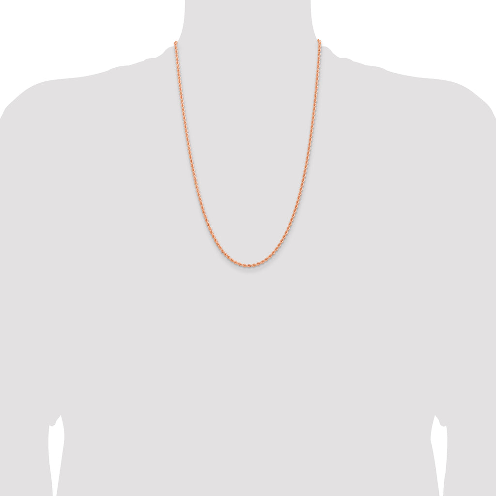14k Rose Gold 2.75mm Diamond-cut Rope with Lobster Clasp Chain