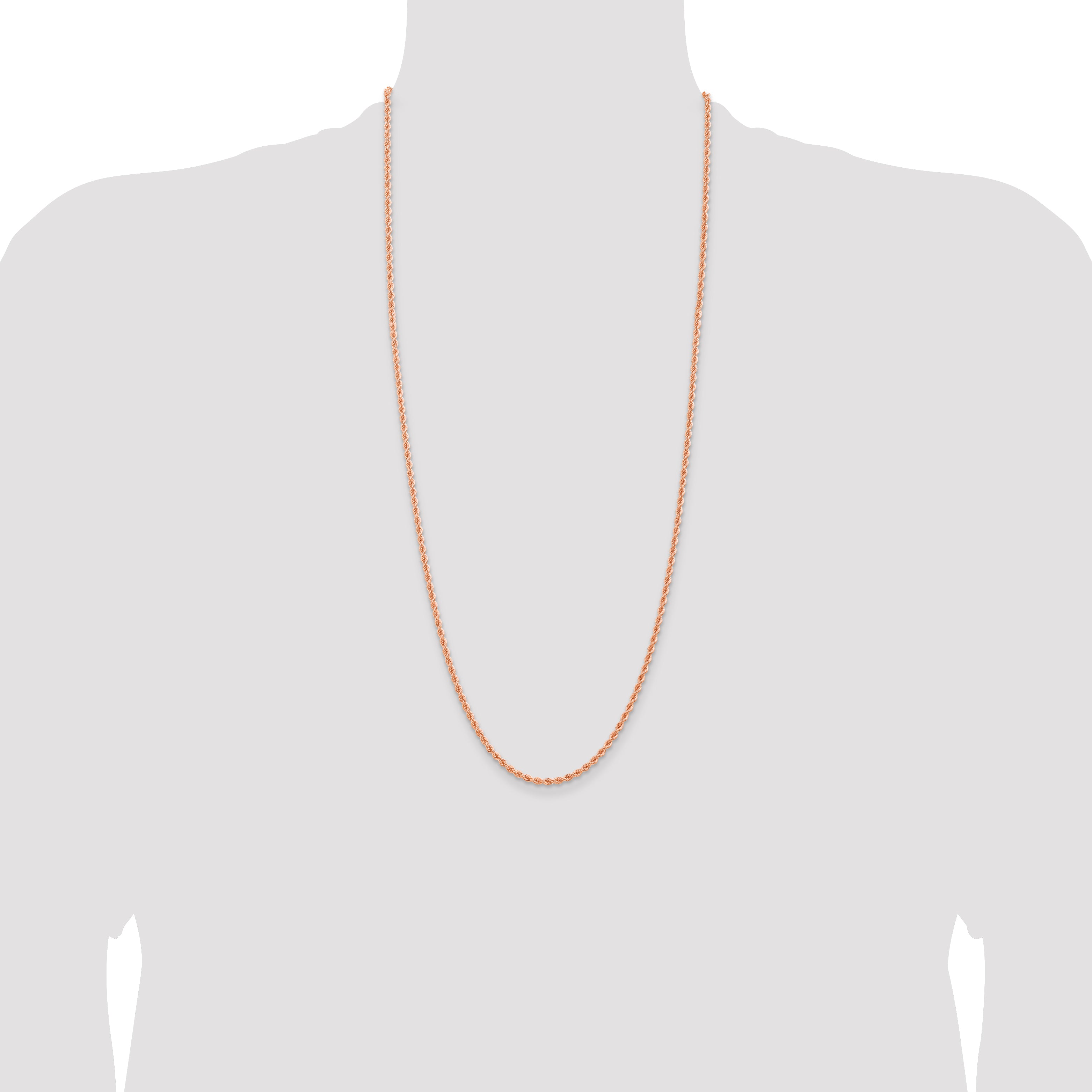 14k Rose Gold 2.75mm Diamond-cut Rope with Lobster Clasp Chain