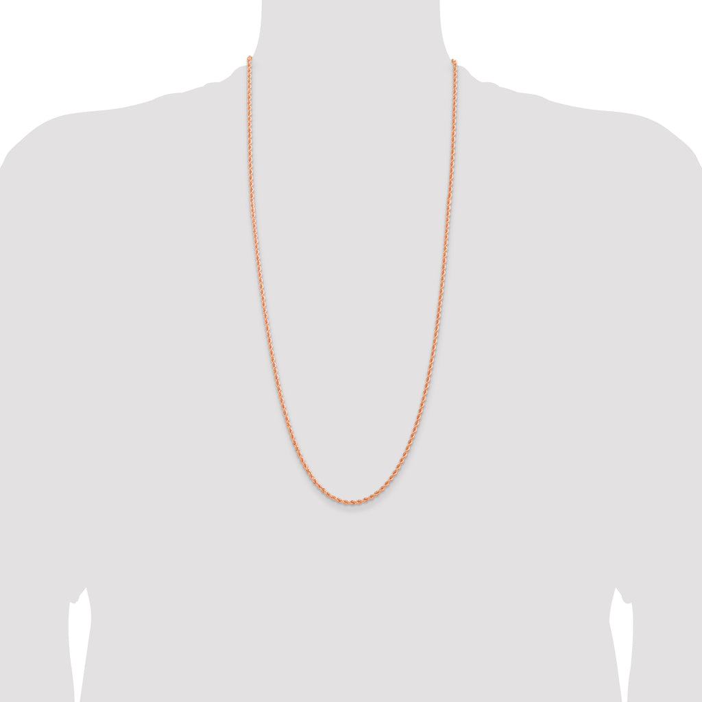 14k Rose Gold 2.75mm Diamond-cut Rope with Lobster Clasp Chain