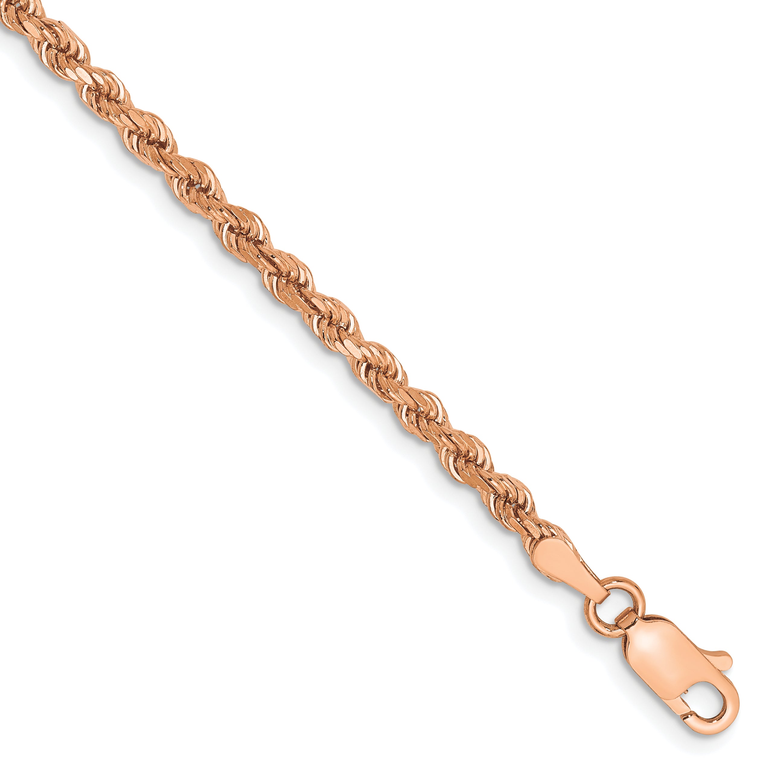 14k Rose Gold 2.75mm Diamond-cut Rope with Lobster Clasp Chain Main image
