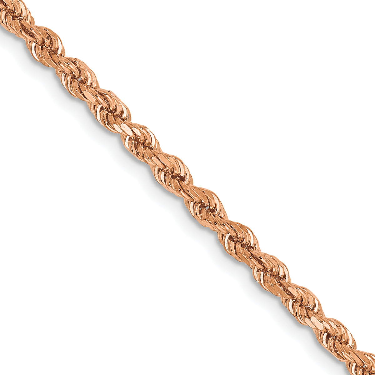 14k Rose Gold 2.75mm Diamond-cut Rope with Lobster Clasp Chain