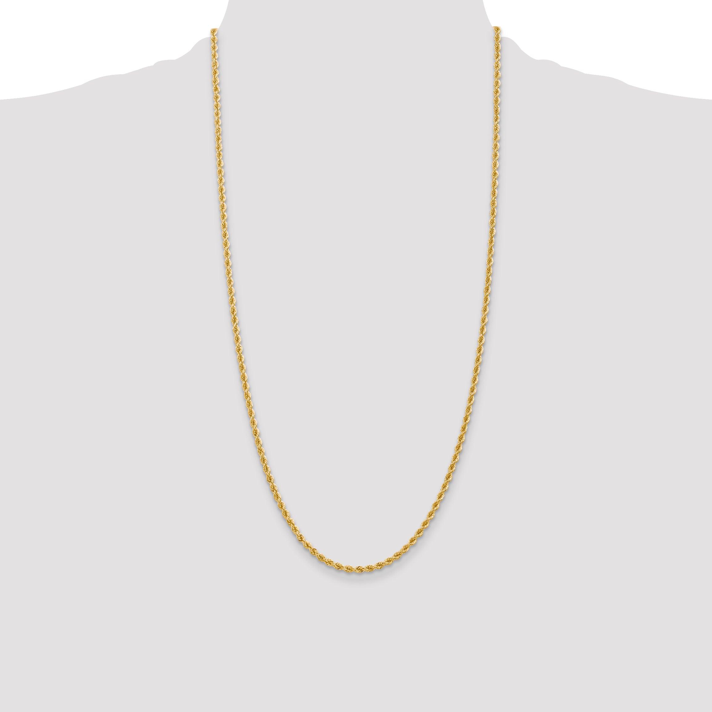 14K 28 inch 2.75mm Regular Rope with Lobster Clasp Chain