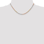 14K Tri-colored 16 inch 2.9mm Diamond-cut Rope with Lobster Clasp Chain