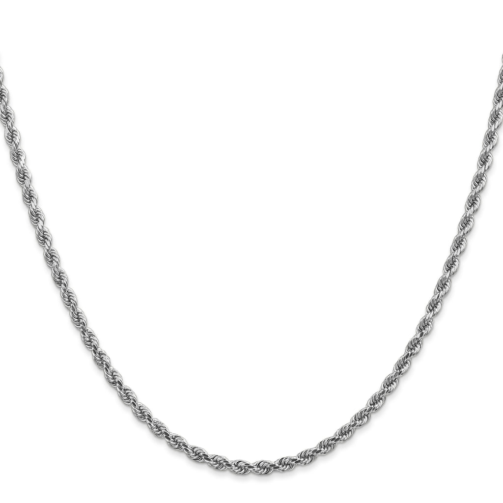 14K White Gold 30 inch 2.75mm Diamond-cut Rope with Lobster Clasp Chain