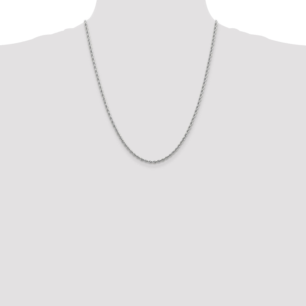 10K White Gold 2.75mm Rope Chain - view 4