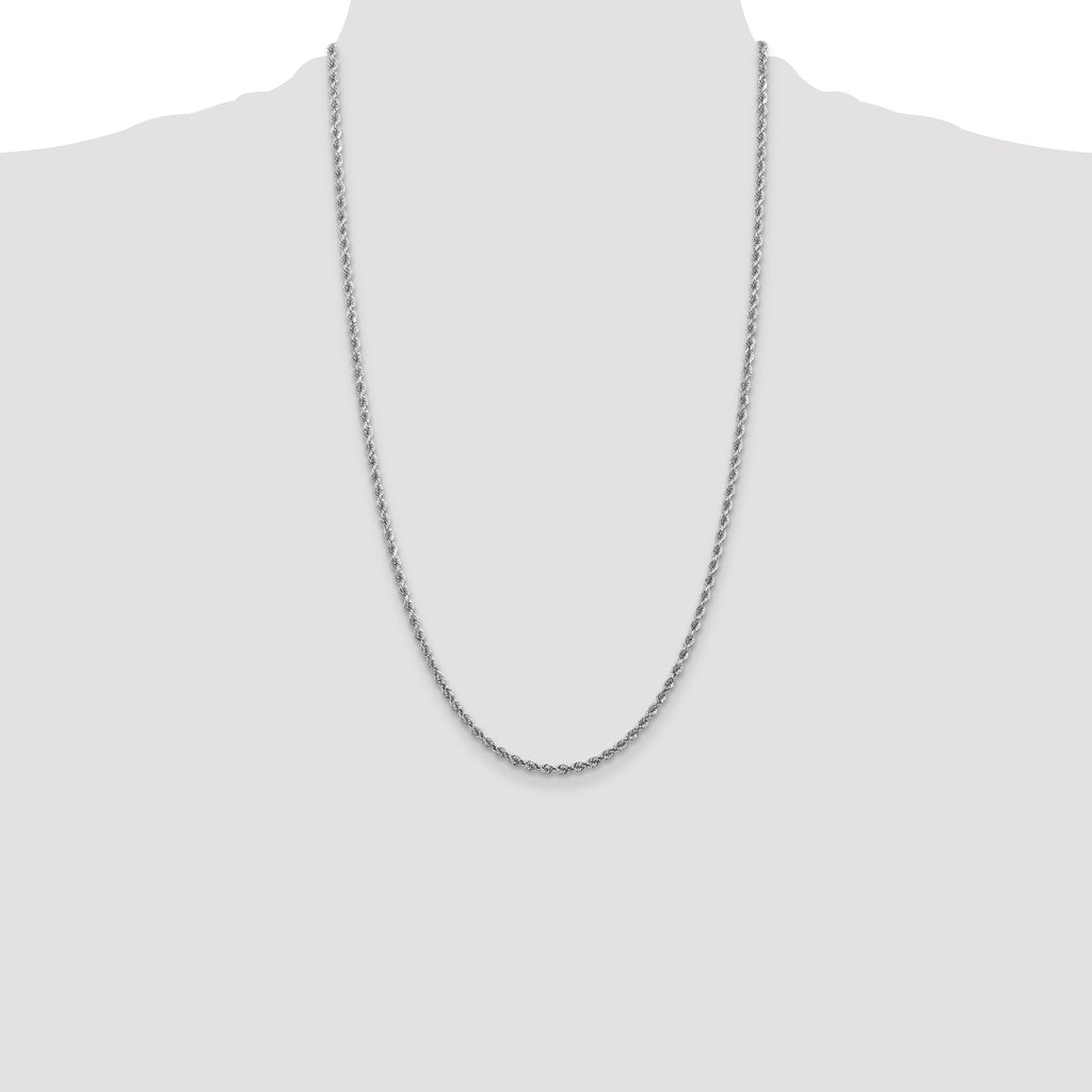 10K White Gold 2.75mm Rope Chain - view 4