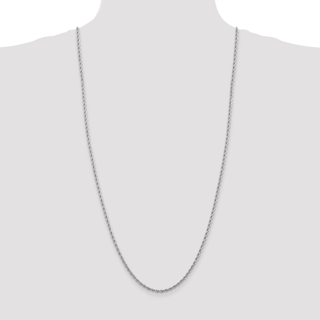 10K White Gold 2.75mm Rope Chain - view 4
