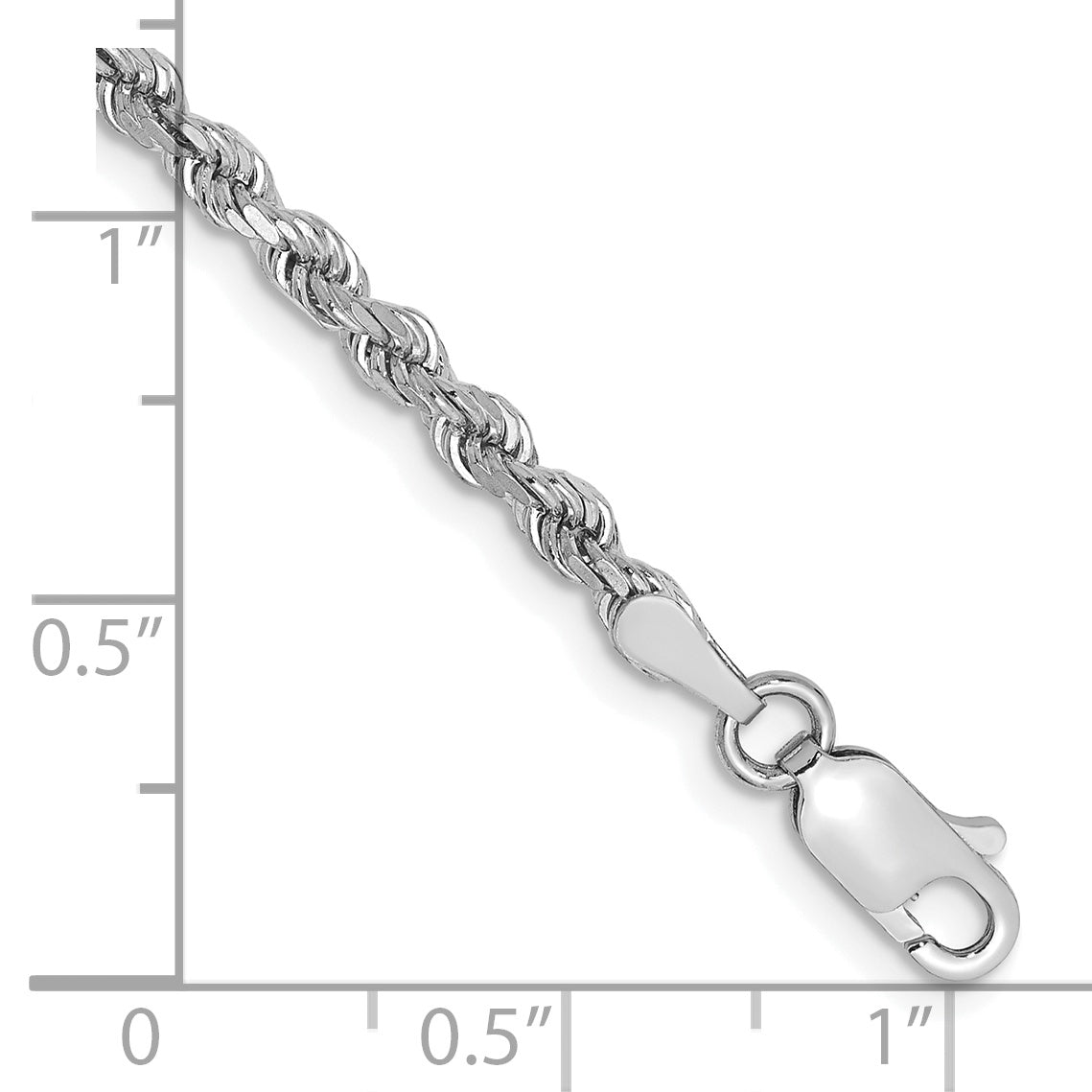 10K White Gold 2.75mm Rope Chain - view 2