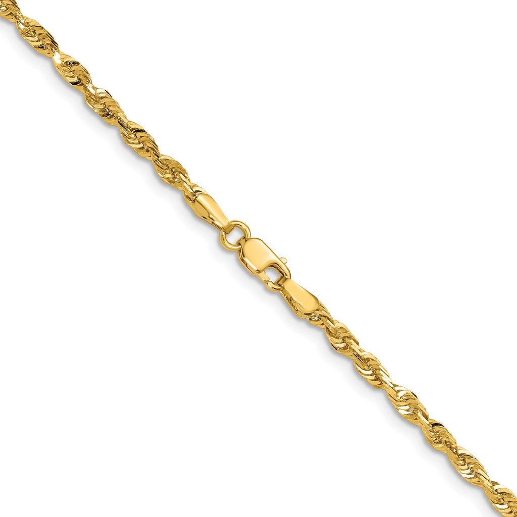 Cashmere Rope Necklace in 14K Yellow Gold, 2.95mm Diamond-Cut - Sophia Jewelers