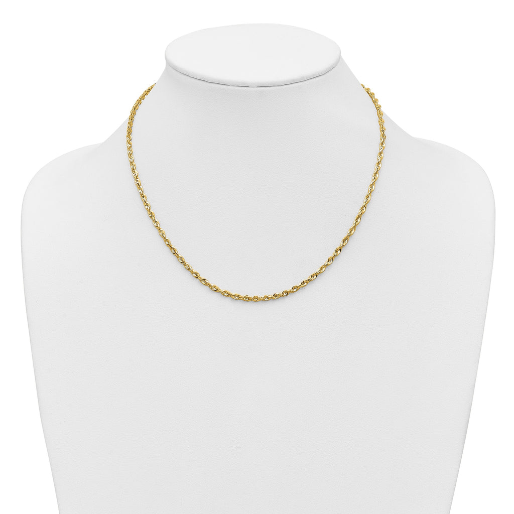 Cashmere Rope Necklace in 14K Yellow Gold, 2.95mm Diamond-Cut - Sophia Jewelers
