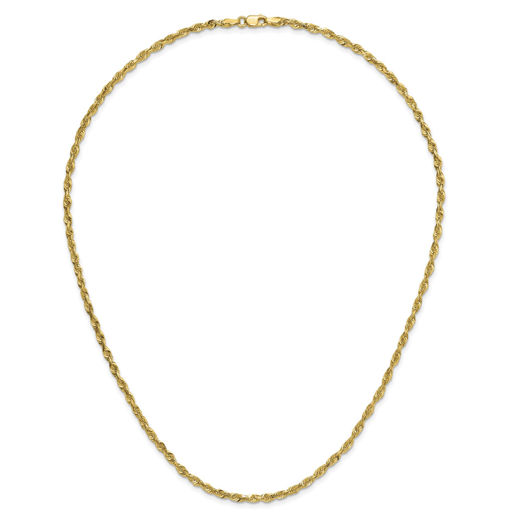 Cashmere Rope Necklace in 14K Yellow Gold, 2.95mm Diamond-Cut - Sophia Jewelers