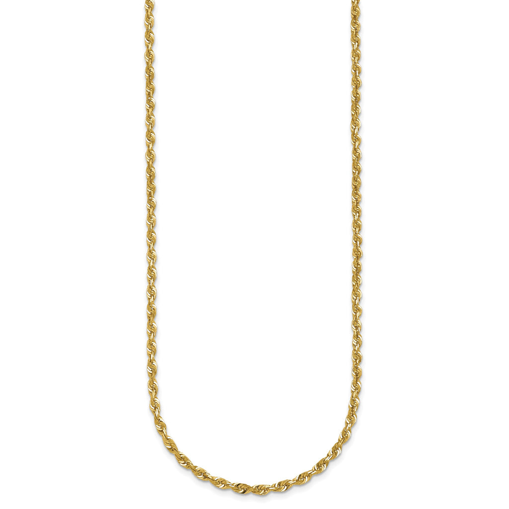 Cashmere Rope Necklace in 14K Yellow Gold, 2.95mm Diamond-Cut - Sophia Jewelers