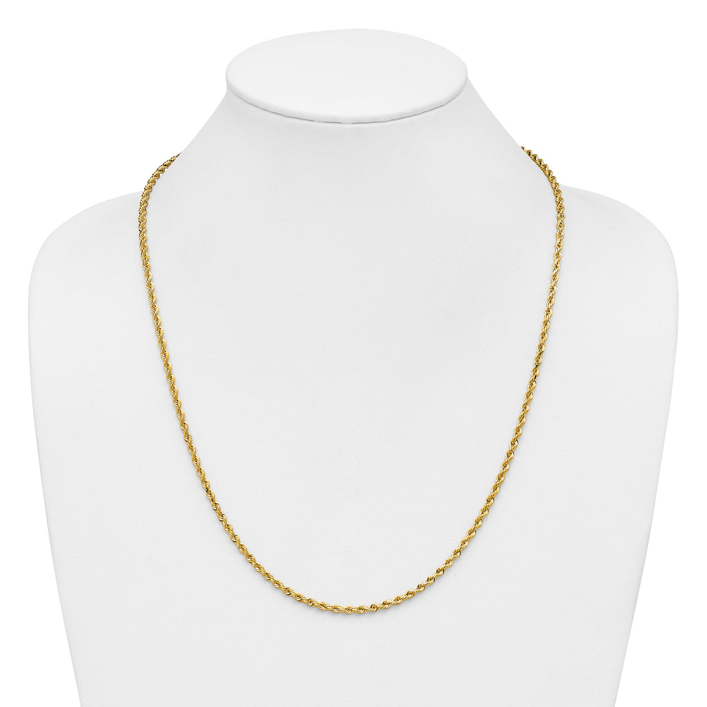 14K 24 inch 3mm Diamond-cut Rope with Lobster Clasp Chain
