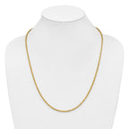 14K 24 inch 3mm Diamond-cut Rope with Lobster Clasp Chain