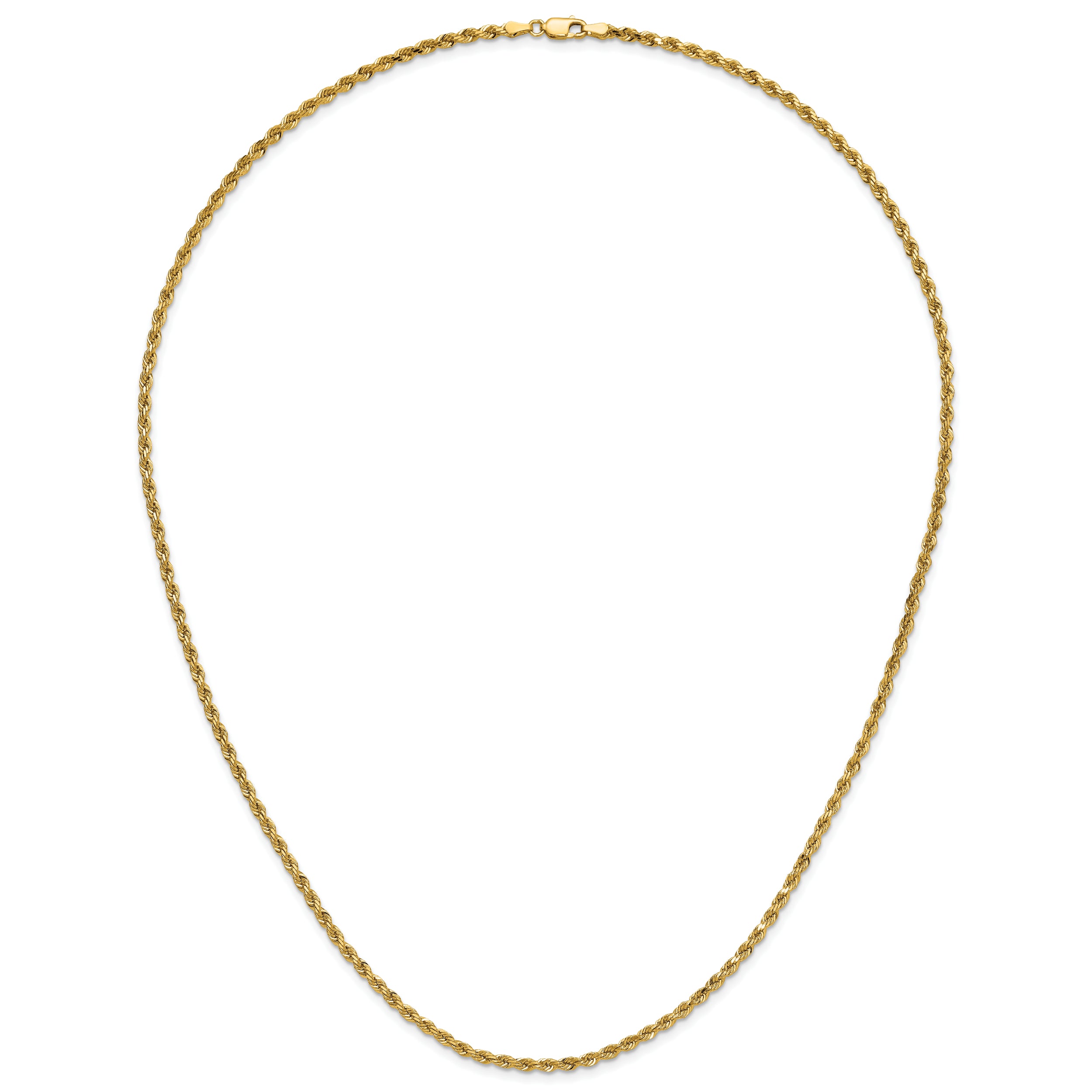 14K 24 inch 3mm Diamond-cut Rope with Lobster Clasp Chain