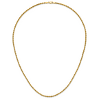 14K 24 inch 3mm Diamond-cut Rope with Lobster Clasp Chain