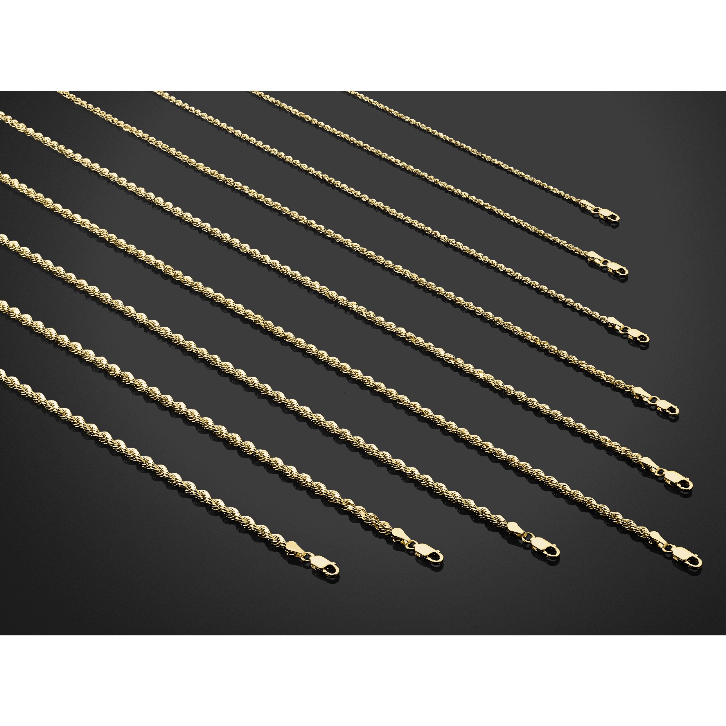 14K 28 inch 3.5mm Diamond-cut Rope with Lobster Clasp Chain
