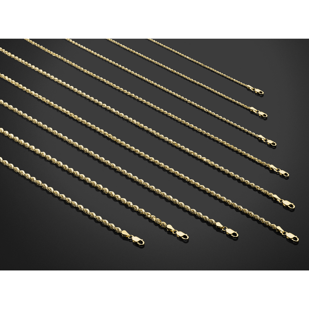 14K 30 inch 3.75mm Diamond-cut Rope with Lobster Clasp Chain