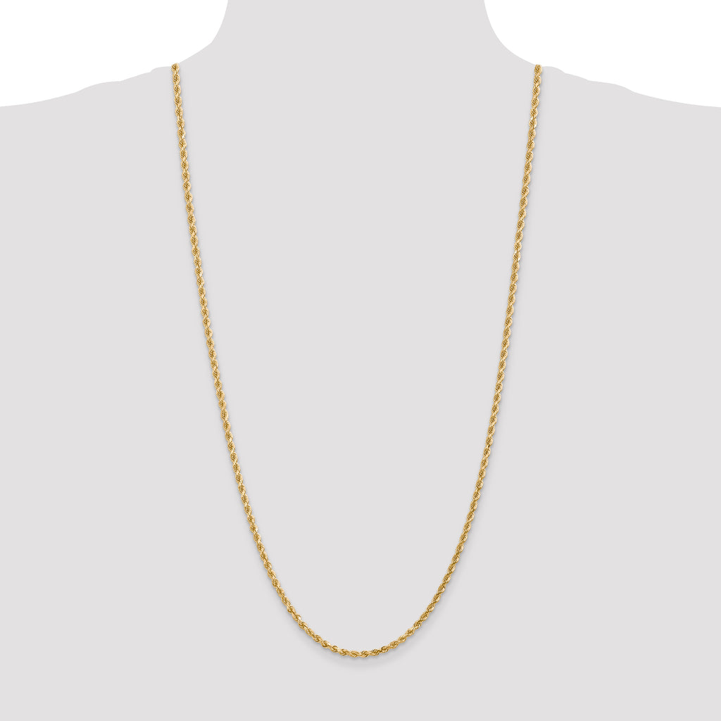 14K 30 inch 3mm Diamond-cut Rope with Lobster Clasp Chain