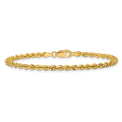 14K 8 inch 3mm Diamond-cut Rope with Lobster Clasp Chain