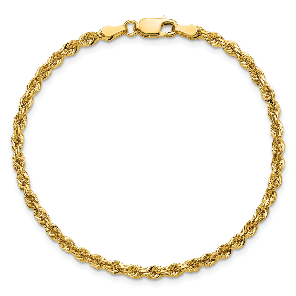 14K 8 inch 3mm Diamond-cut Rope with Lobster Clasp Chain