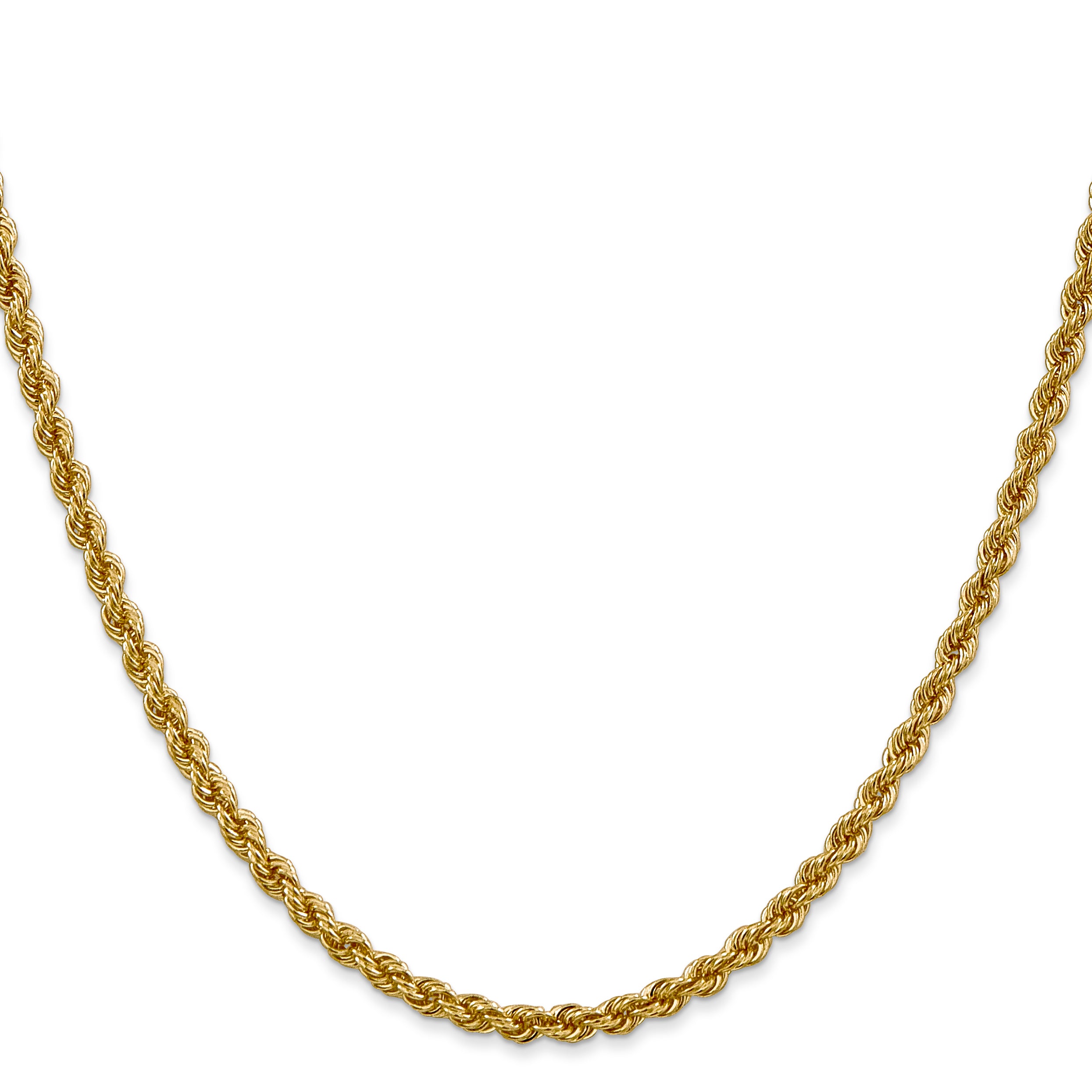 14K 36 inch 3mm Regular Rope with Lobster Clasp Chain