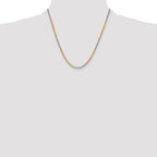 14K Tri-colored 20 inch 3mm Diamond-cut Rope with Lobster Clasp Chain